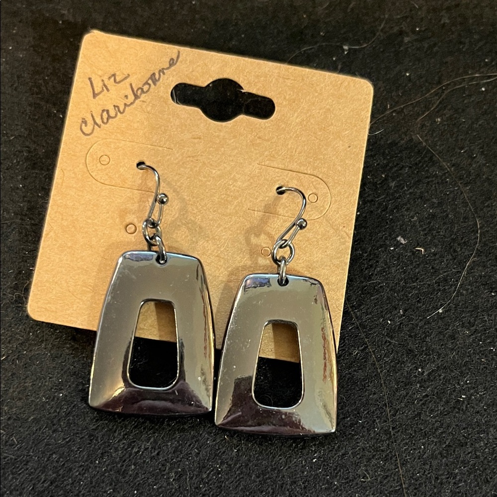 Liz Claiborne Black and Silver Geometric Earrings